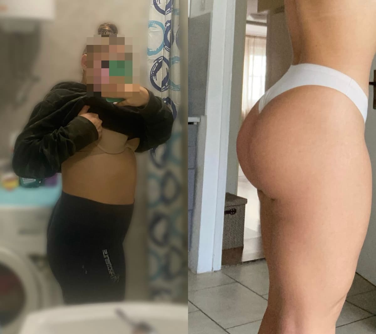 Client glute transformation before and after - 12 week program results